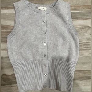 Gray Button-Up Super Soft Vest Top